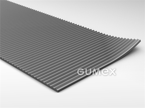 Dielektrický koberec S7, tloušťka 3mm, šíře 1200mm, 65°ShA, kategorie 2-17kV, IEC 61111:2002, SBR, desén podélně rýhovaný, -25°C/+50°C, šedý